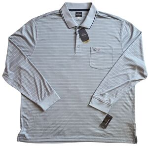 Greg Norman for Tasso Elba XXL Play Dry Silver Performance LS Polo 2XL
